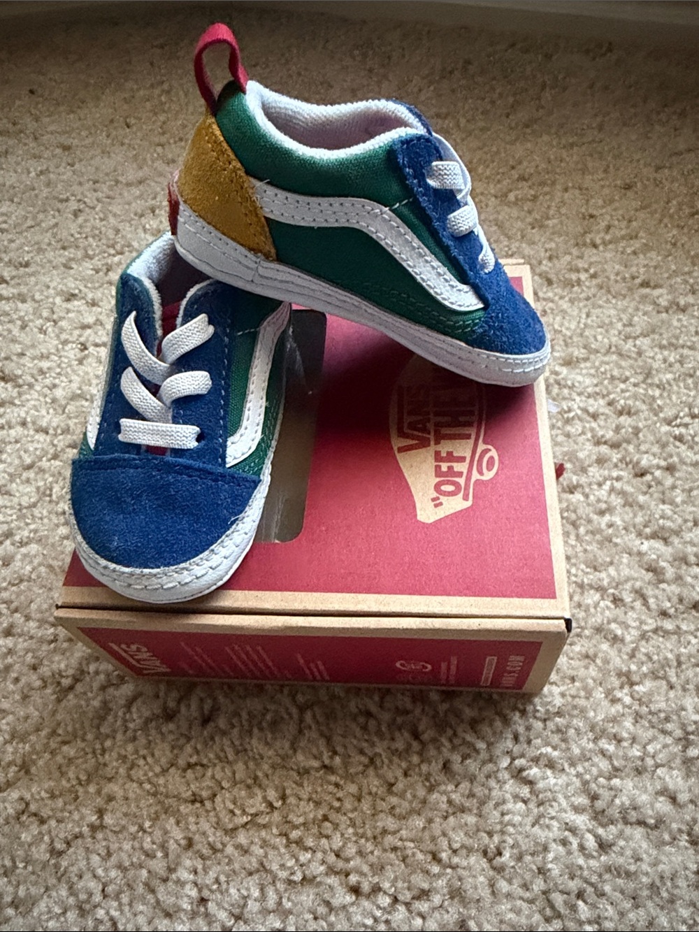 Vans Baby Multi-Color Old Skool Crib Sneakers - Blue/Green/Yellow